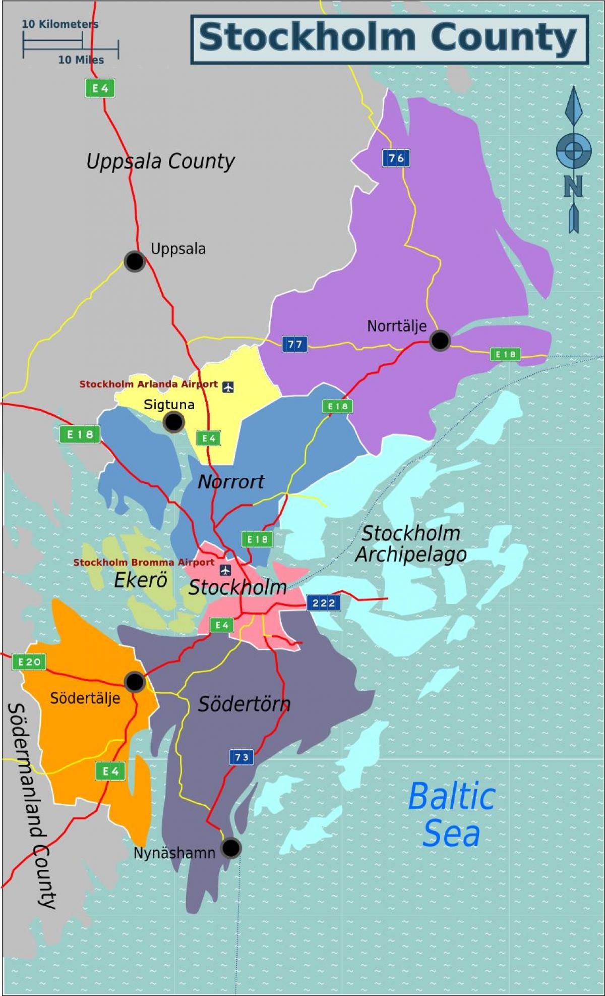નકશો સ્ટોકહોમ સ્વીડન વિસ્તાર