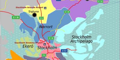 નકશો સ્ટોકહોમ સ્વીડન વિસ્તાર